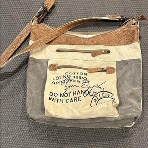 Myra Bag Vintage-Inspired Tan and Gray crossbody Bag
